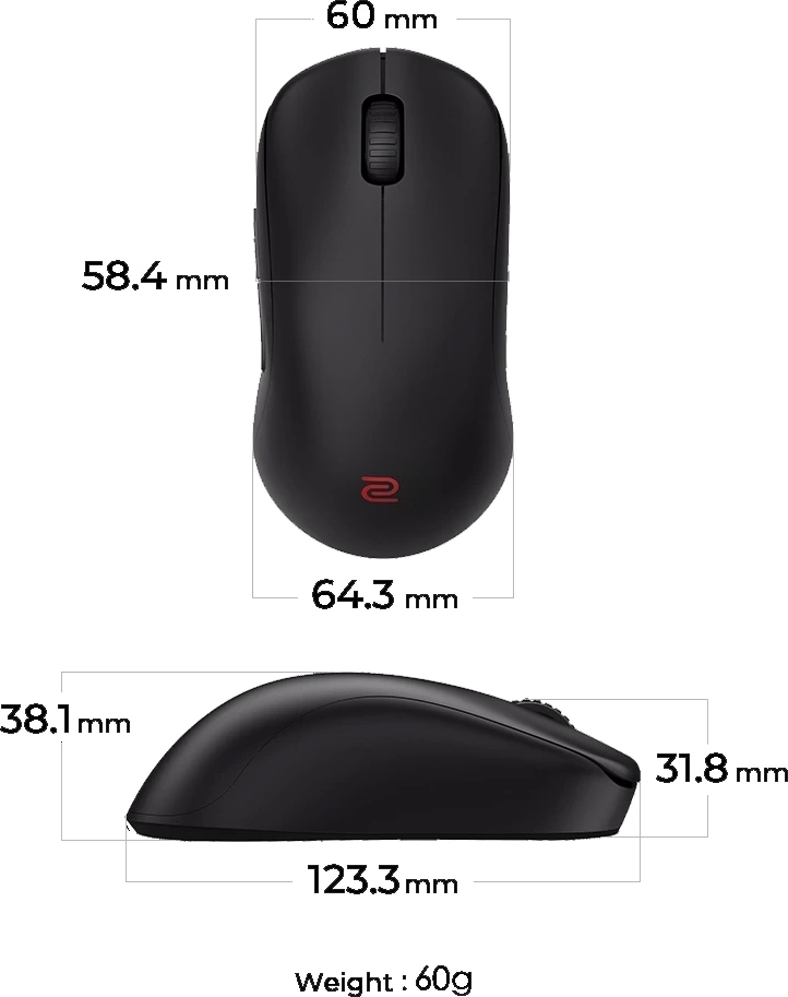 Zowie U2-DW Orta boy 4K Simetrik Kablosuz E-spor Oyuncu Mouse