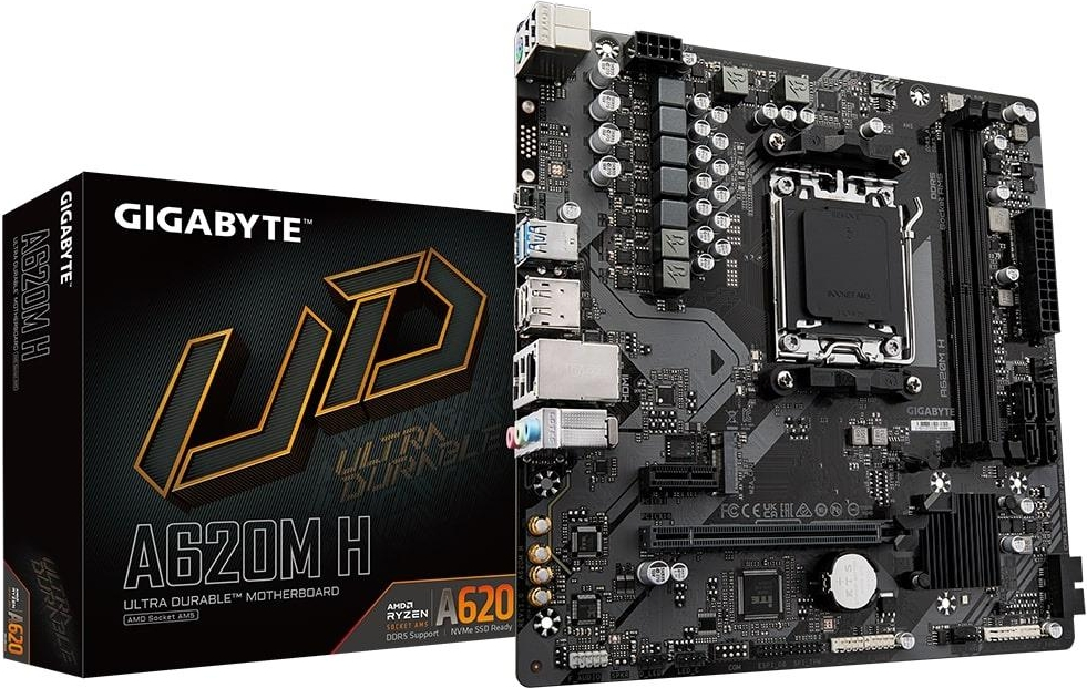 Gigabyte A620M H AMD A620 Soket AM5 DDR5 6400(OC)MHz mATX Gaming Anakart