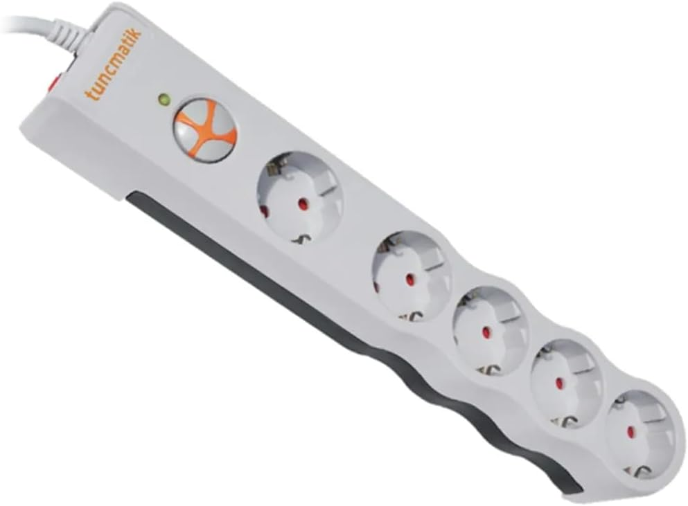Tunçmatik TSK6134 Powersurge 5`Li 1050 Joule Beyaz 1.5 Mt. Akım Koruyucu Priz