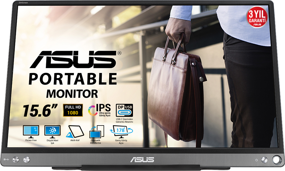 ASUS ZenScreen MB16ACE 15.6″ 5ms 60Hz IPS Full HD Taşınabilir Monitör