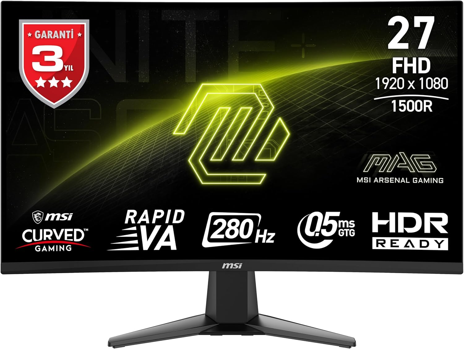 MSI MAG 276CXF 27″; 280Hz 0.5ms AdaptiveSync FHD VA Curved (Oyuncu) Monitör