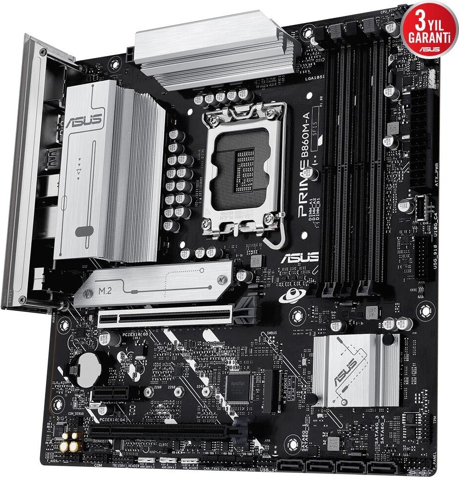 ASUS Prime B860M-A-CSM Intel B860 Soket 1851 DDR5 8666+(OC)MHz mATX Gaming (Oyuncu) Anakart