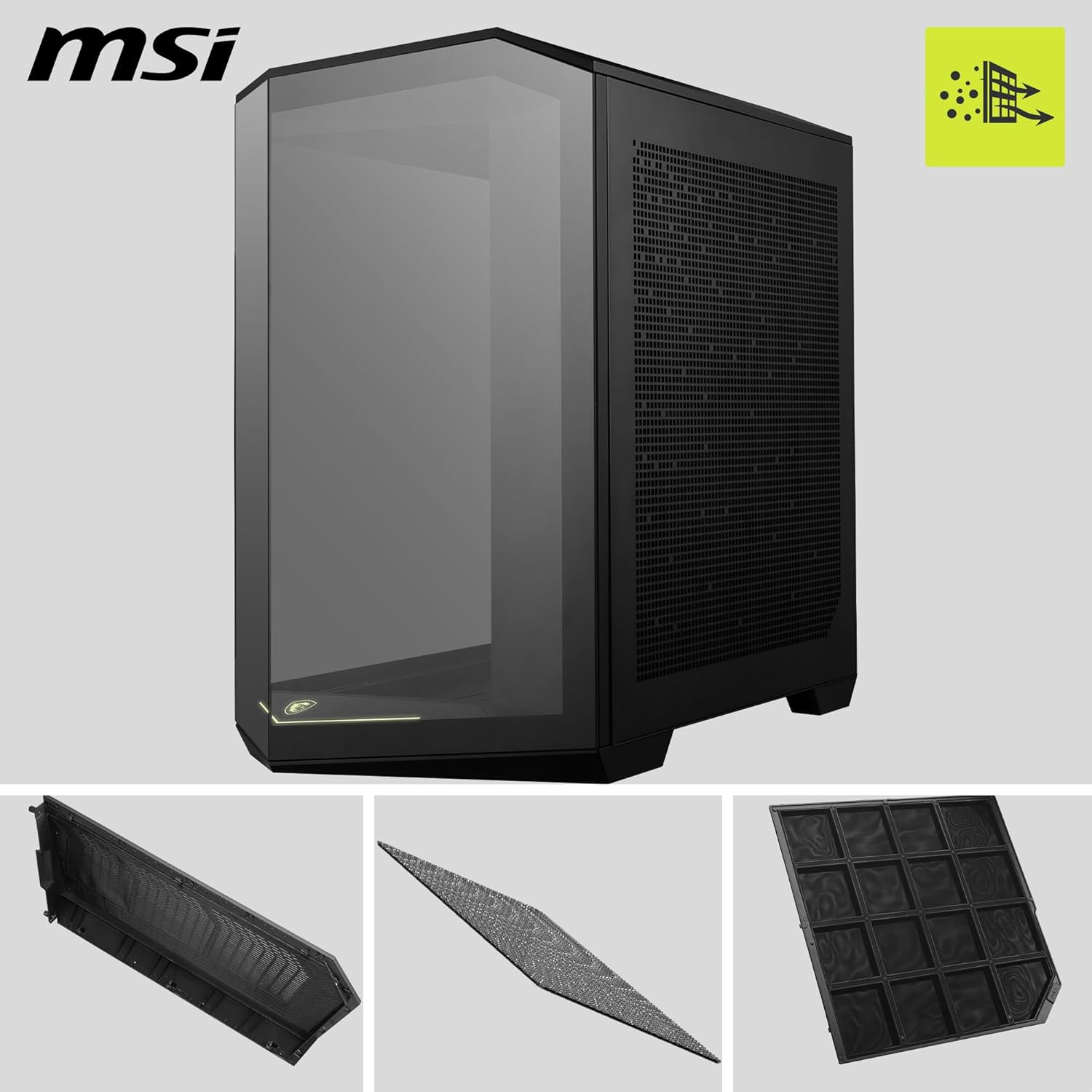 MSI MAG PANO 100R PZ Black 4x120mm ARGB Fan USB 3.2 Micro-ATX Tower Gaming (Oyuncu) Kasa