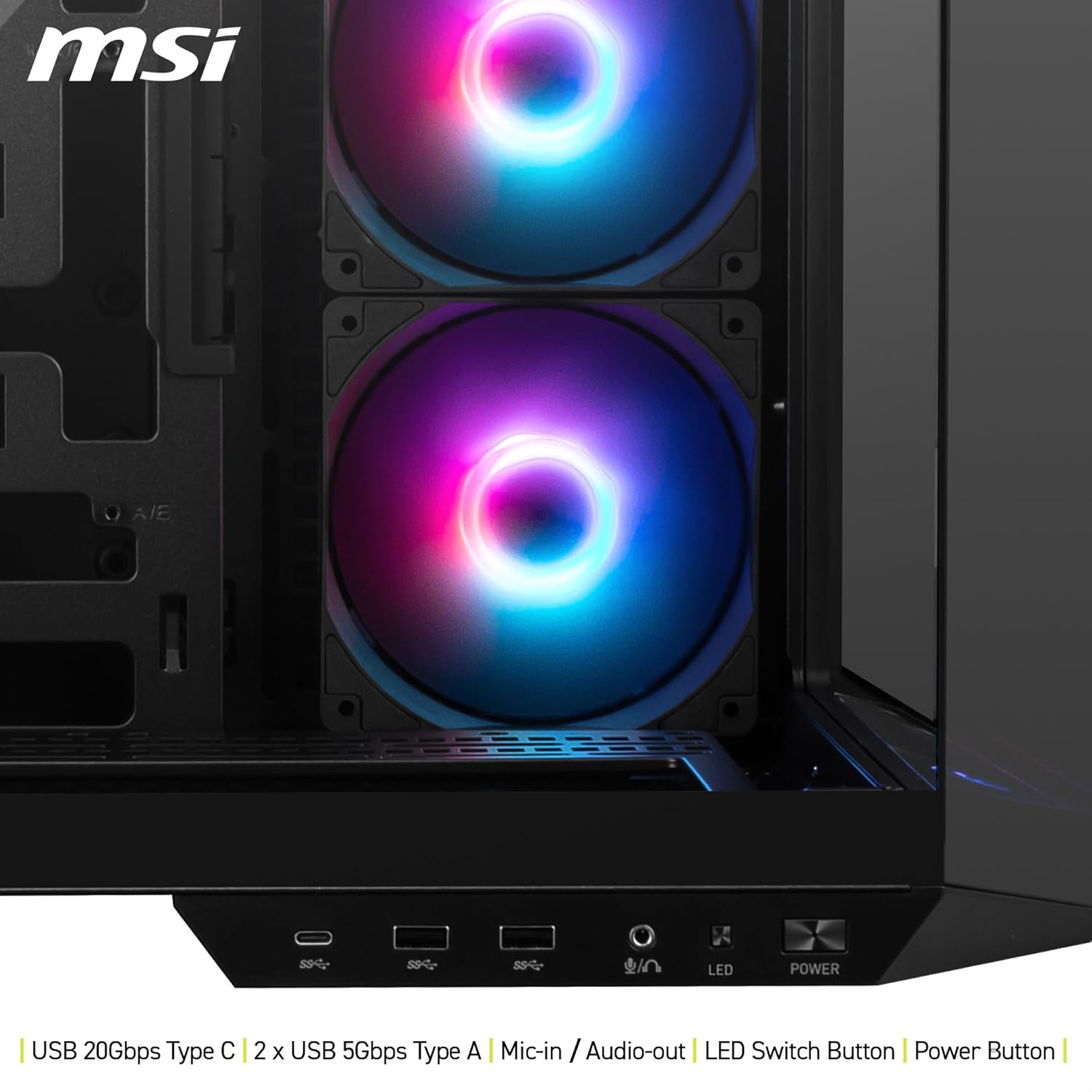 MSI MAG PANO 100R PZ Black 4x120mm ARGB Fan USB 3.2 Micro-ATX Tower Gaming (Oyuncu) Kasa