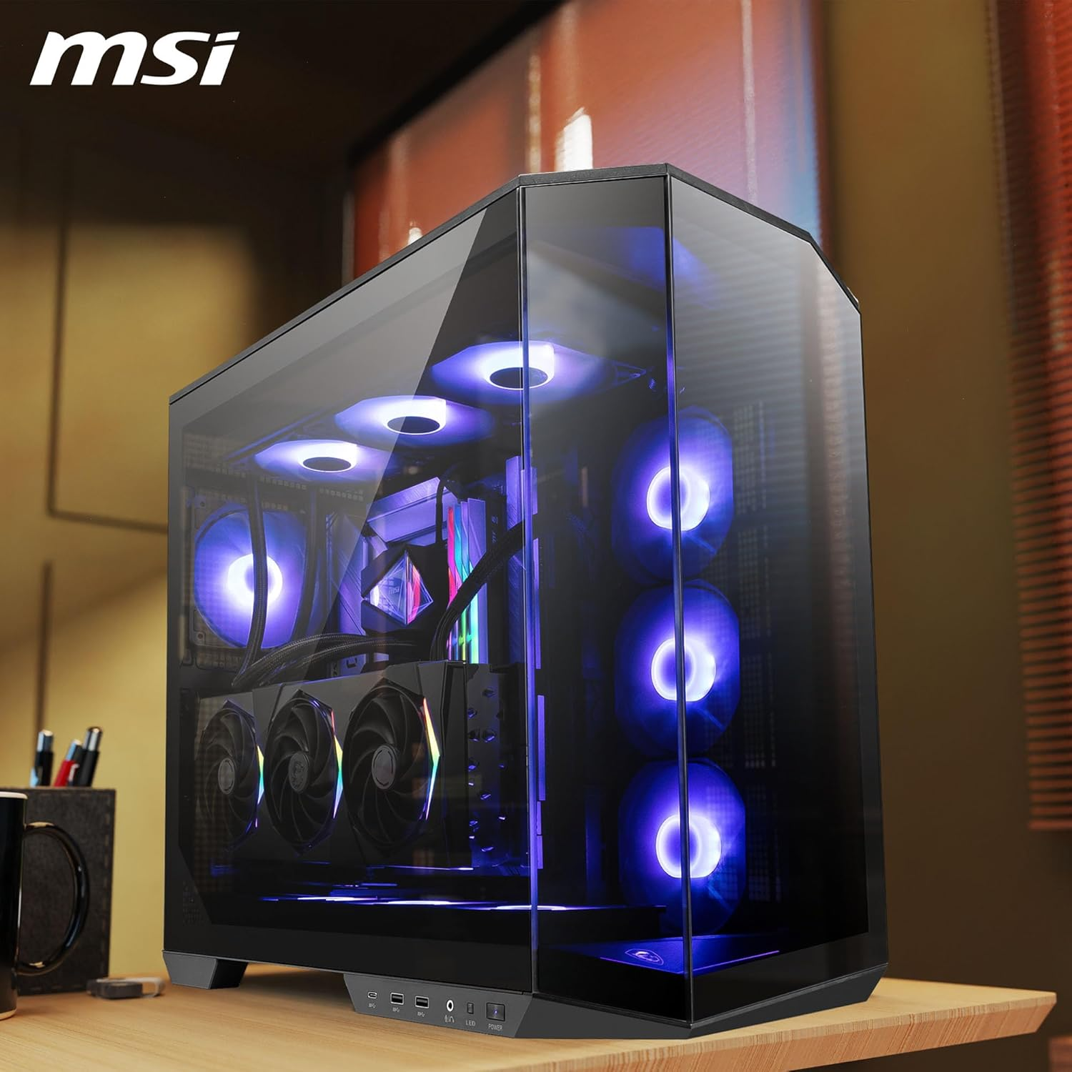 MSI MAG PANO 100R PZ Black 4x120mm ARGB Fan USB 3.2 Micro-ATX Tower Gaming (Oyuncu) Kasa