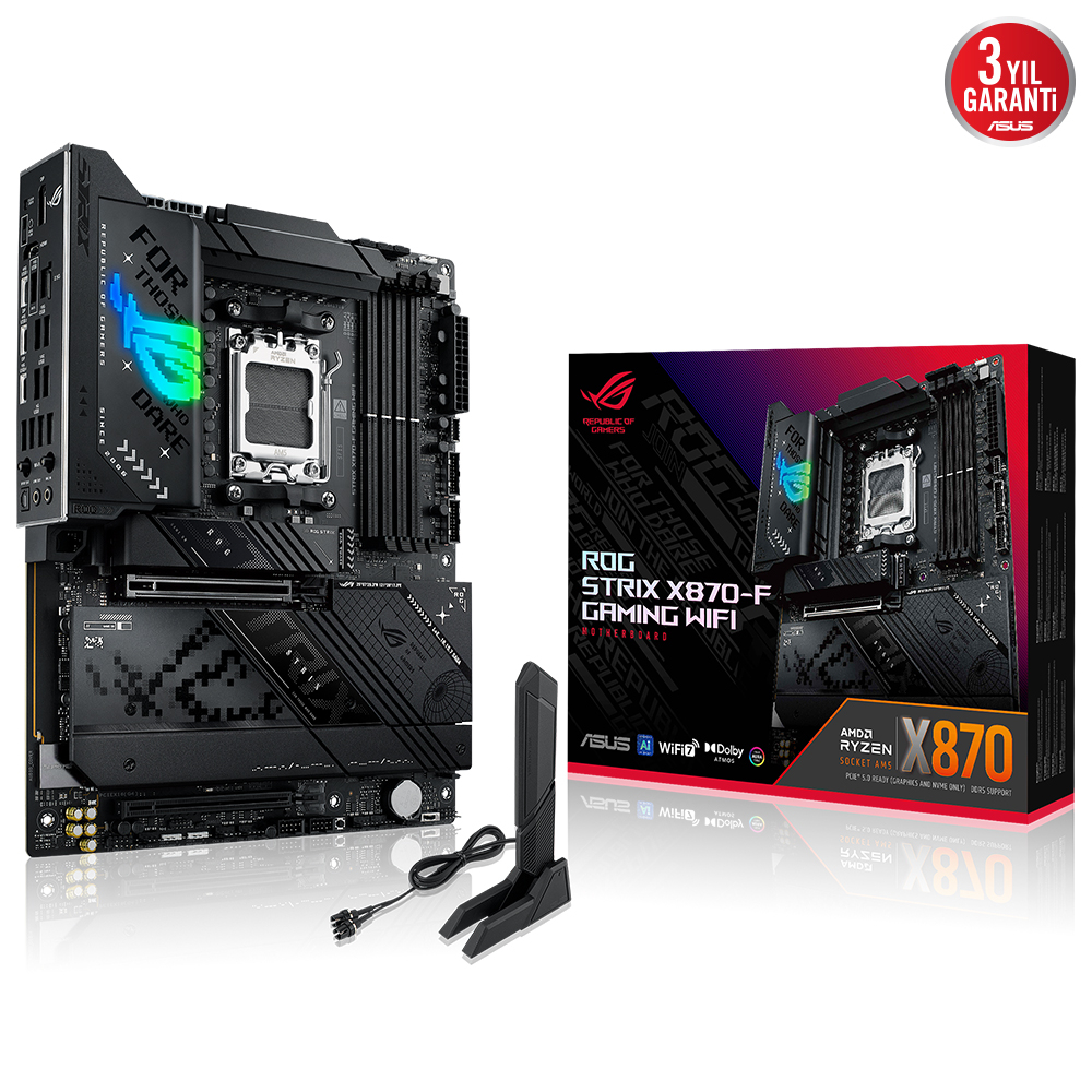 ASUS ROG STRIX X870-F GAMING WIFI AMD X870 Soket AM5 DDR5 8000+(OC)MHz ATX Gaming Anakart