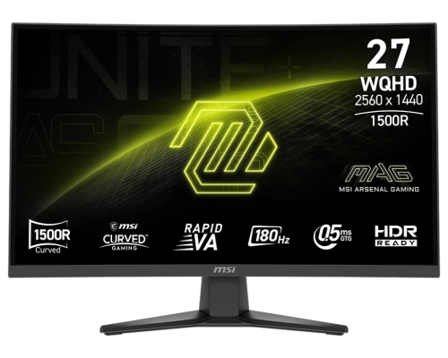 MSI MAG 27″ 275CQF E18 2560x1440 (WQHD) Curved 1500R Rapid VA 180Hz 0.5Ms FreeSync Gaming Monitör