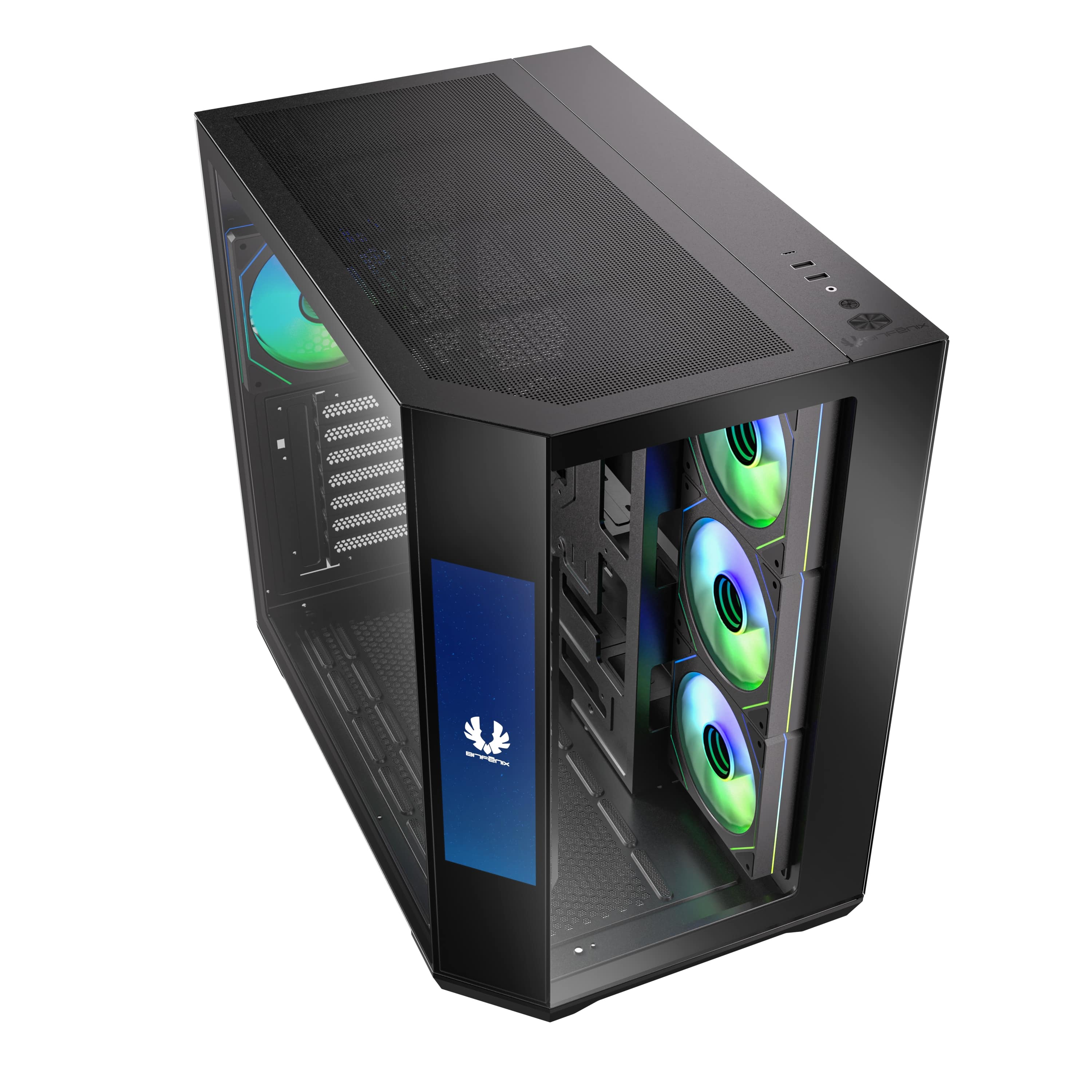 Bitfenix Digital T10 EF Black 850W 8.8″ Ekran 80+ Bronze KT10EFBBK850-4A 4x120mm ARGB Fan ATX Temperli Cam Siyah Gaming (Oyuncu) Kasa