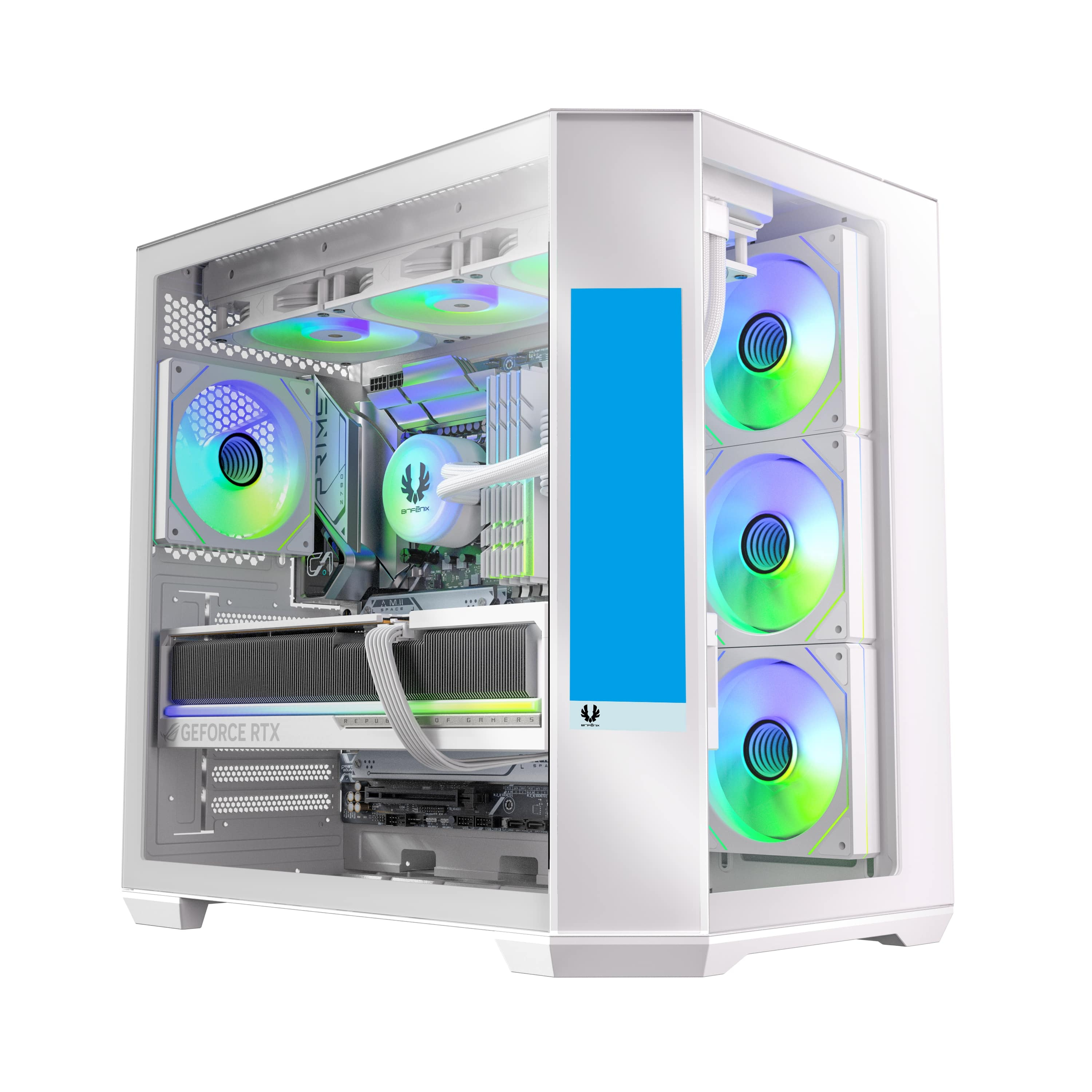 Bitfenix Digital T10 EF White 850W 8.8″ Ekran 80+ Bronze WT10EFBBW850-4A 4x120mm ARGB Fan ATX Temperli Cam Beyaz Gaming (Oyuncu) Kasa