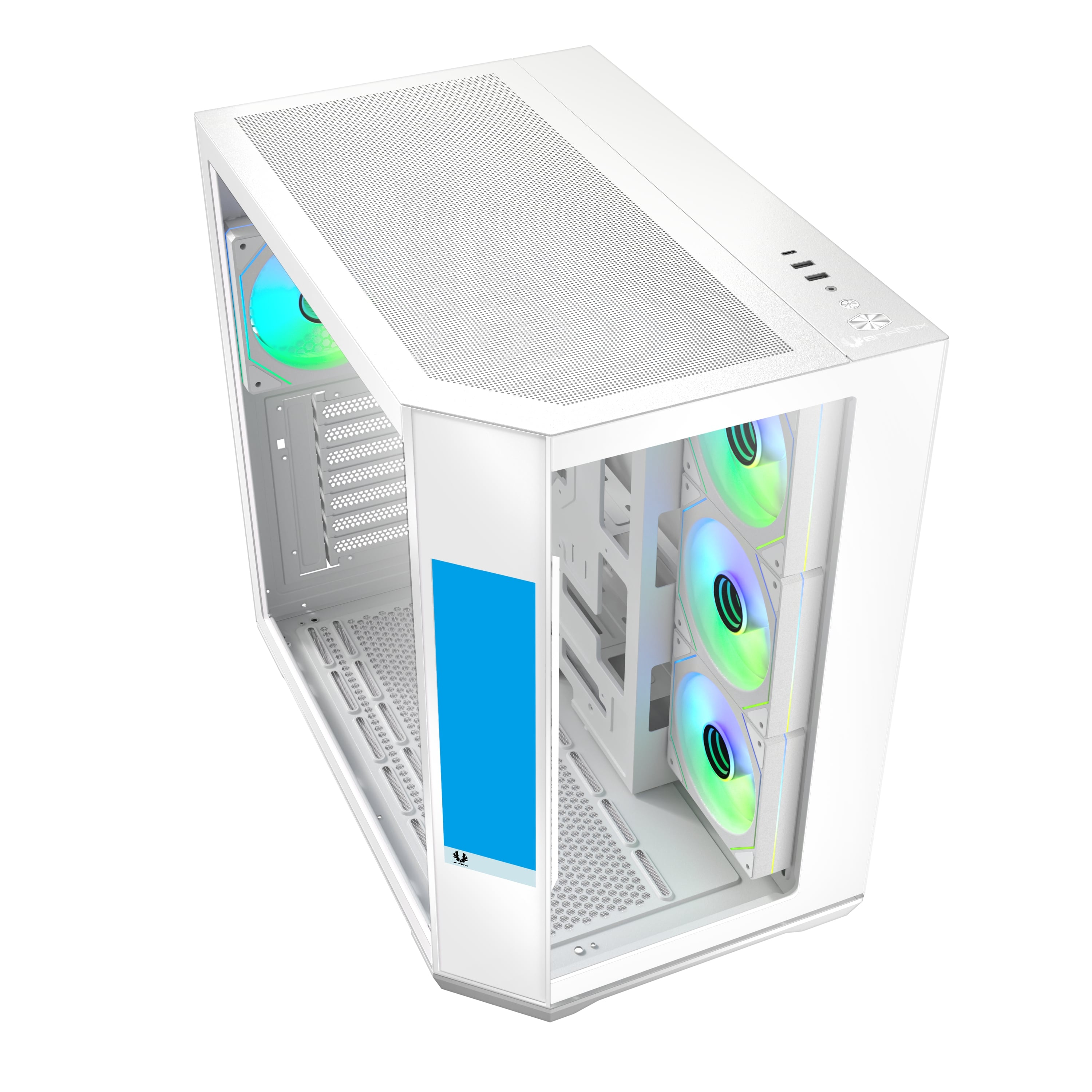 Bitfenix Digital T10 EF White 850W 8.8″ Ekran 80+ Bronze WT10EFBBW850-4A 4x120mm ARGB Fan ATX Temperli Cam Beyaz Gaming (Oyuncu) Kasa