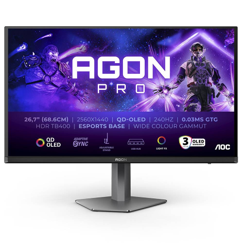 AOC AGON PRO 26.5″ AG276QKD2 500Hs 0.03Ms QHD QD-OLED Gaming Monitör