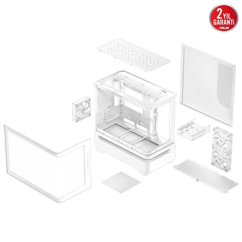 ASUS Prime AP202 TG Temperli Cam Micro ATX Beyaz Bilgisayar Kasası