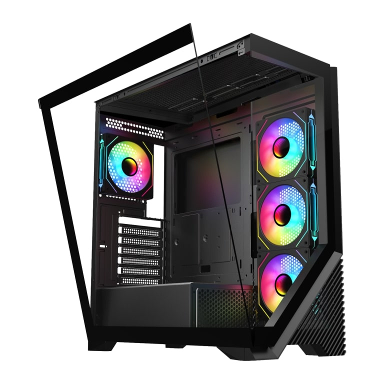 VENTO FSP VG4202FLA 850W 80+ GEN5 4x120mm RGB Fan Temperli Cam USB 3.0 Mesh ATX Gaming (Oyuncu) Kasa