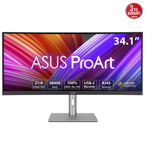 ASUS ProArt PA34VCNV 34,1″ IPS HDR 3440x1440 5ms 60Hz DP HDMI USB-C CURVED MONİTÖR