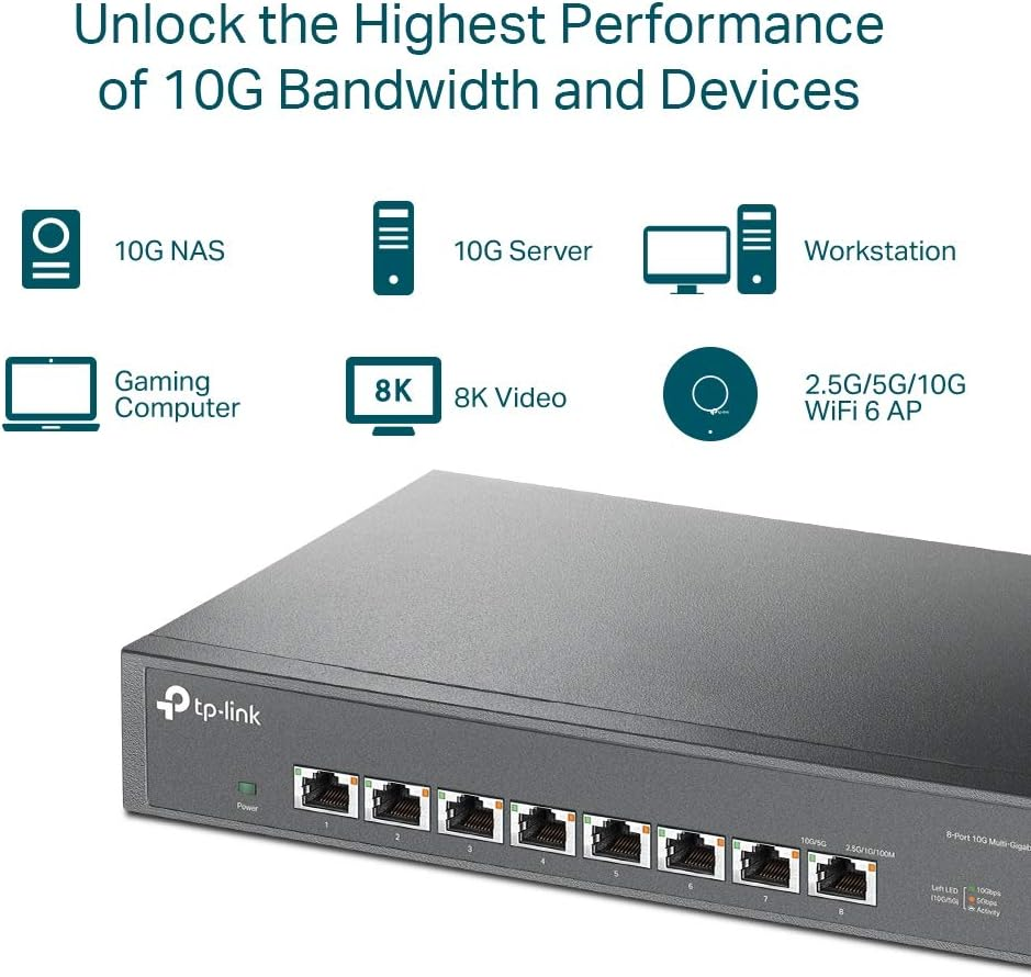 TP-Link TL-SX1008 8 Port 10G Multi Gigabit Yönetilemez Switch