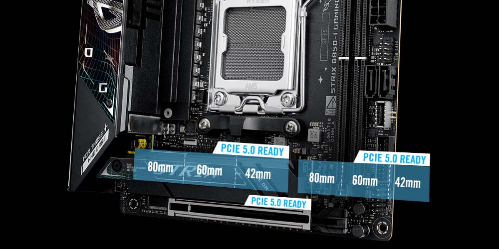 ASUS ROG STRIX B850-I GAMING WIFI Soket AM5 DDR5 8400+(OC)MHz Mini-ITX Gaming Anakart