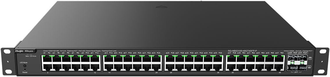 Ruijie RG-NBS3100-48GT4SFP-P 48 Gigabit PoE Portu 4 SFP 370W Yönetilebilir PoE Switch