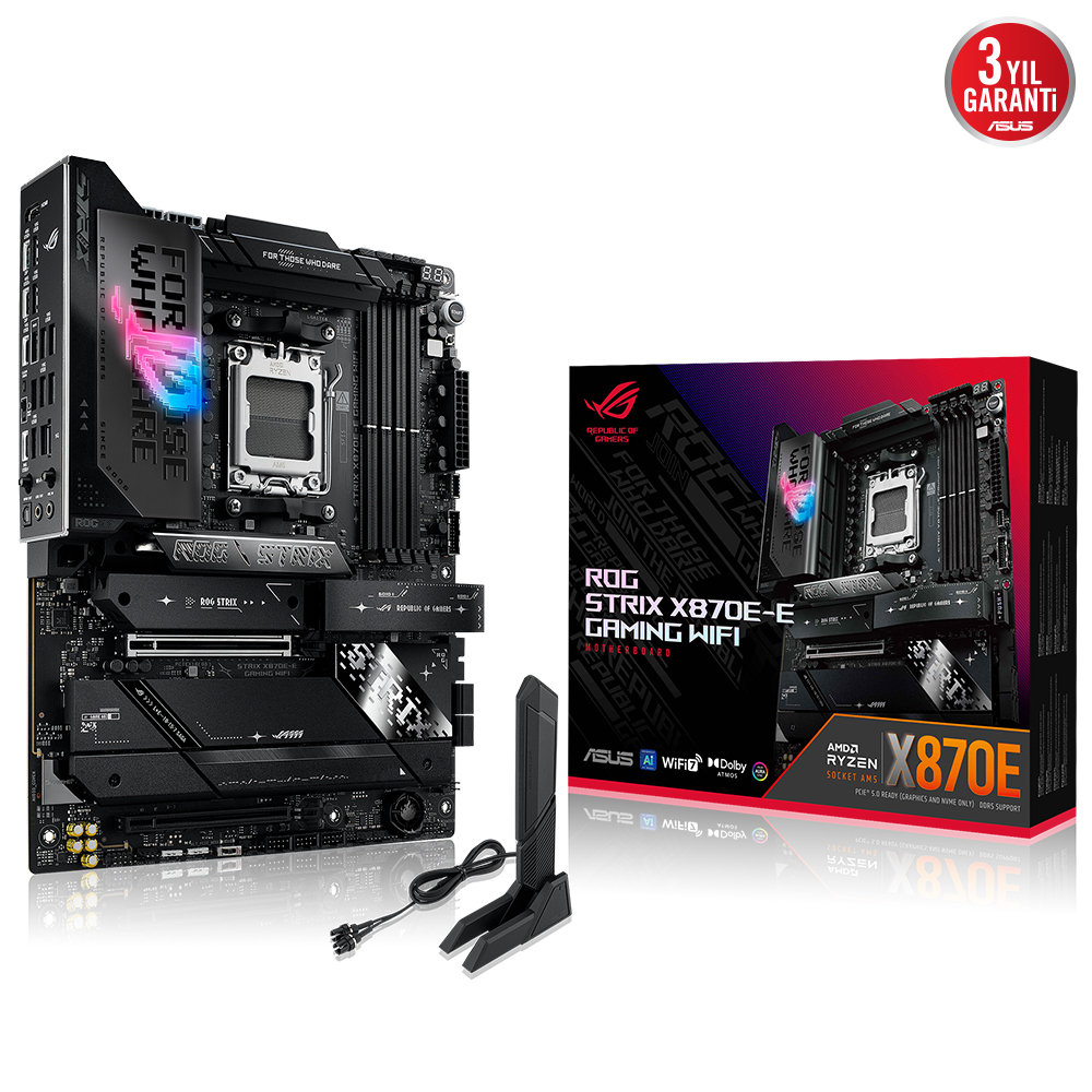 ASUS ROG STRIX X870E-E GAMING WIFI AMD X870E Soket AM5 DDR5 8400+(OC)MHz ATX Gaming Anakart