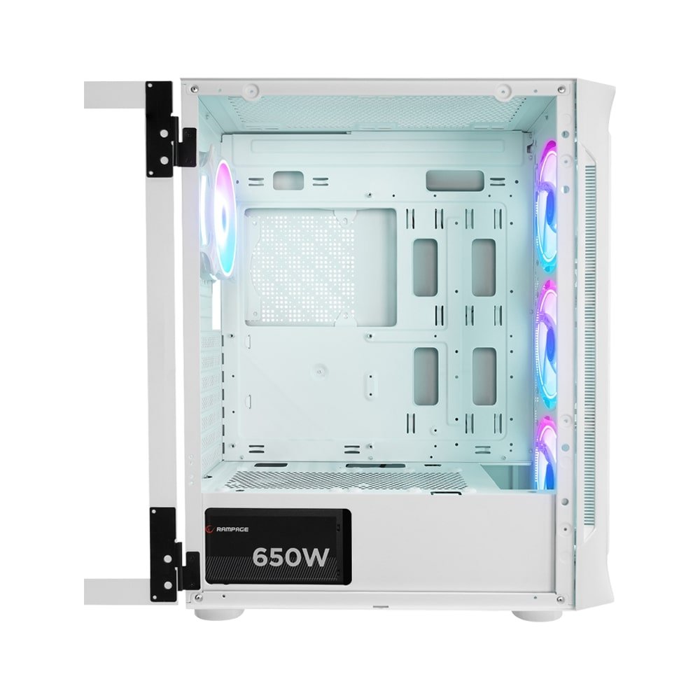 Rampage Prolix Mesh 650W 80+ Beyaz Temperli Cam 4x120mm ARGB Fan ATX Mid-Tower Gaming Kasası