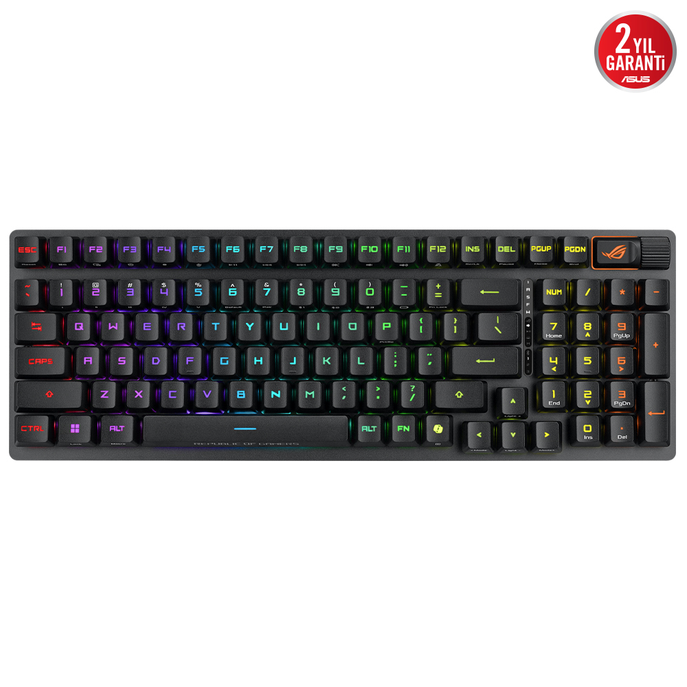 ASUS ROG CLAYMORE II/RX RED/PBT/UK AURA SYNC RGB BİLEK DESTEĞİ MEKANİK OYUNCU KLAVYE ROG RX RED SWITCH 