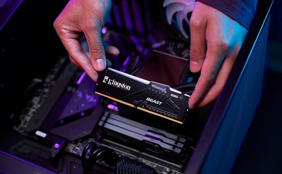 Kingston Beast KF564C32BBEAK2-32TR RGB 32GB (2x16) DDR5 6400Mhz CL32 Siyah Gaming RAM (Bellek)