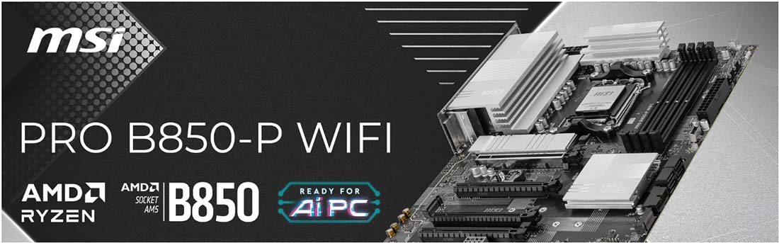 MSI PRO B850-P WIFI AMD B850 Soket AM5 DDR5 8200+(OC)MHz ATX Gaming (Oyuncu) Anakart