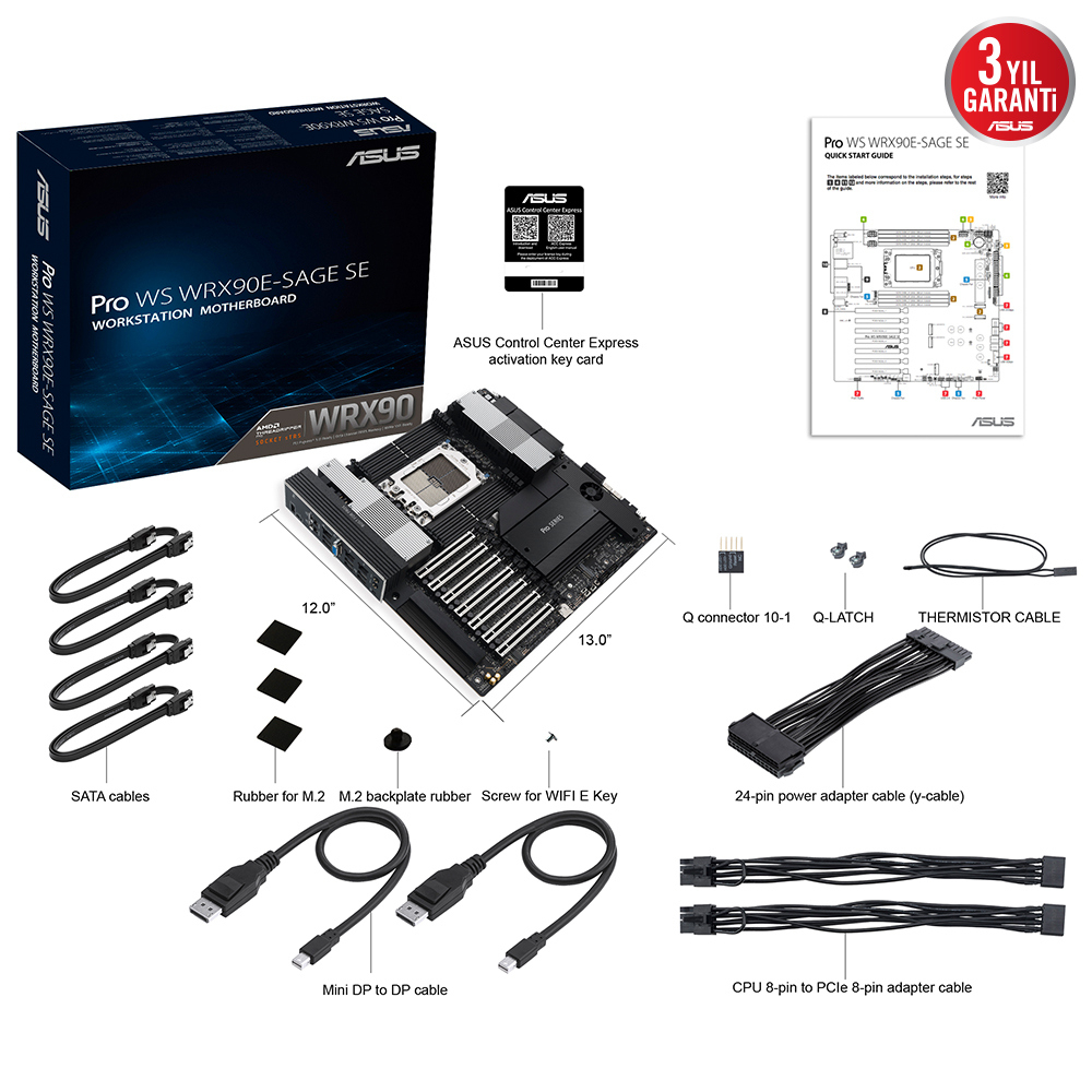 ASUS PRO WS WRX90E-SAGE SE AMD WRX90 DDR5 7600MHz Anakart