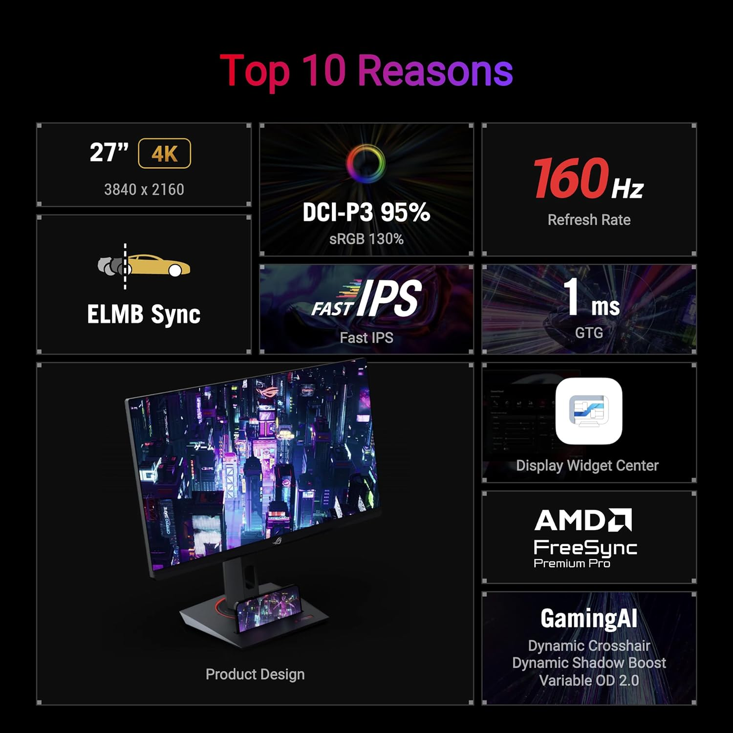 ASUS ROG STRIX XG27UCS 27″ 1ms 160Hz 3840x2160 FreeSync IPS Pivot Gaming Monitör