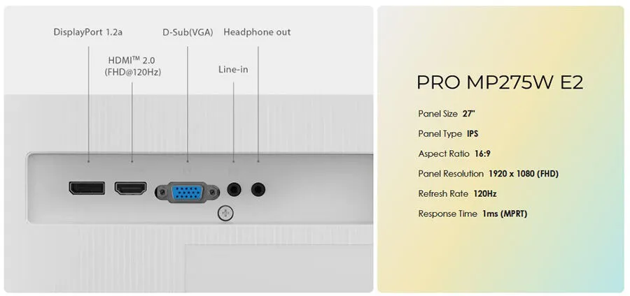 MSI Pro MP275W E2 27″ 120Hz 1ms FHD Flat IPS Adaptive-Sync Monitör