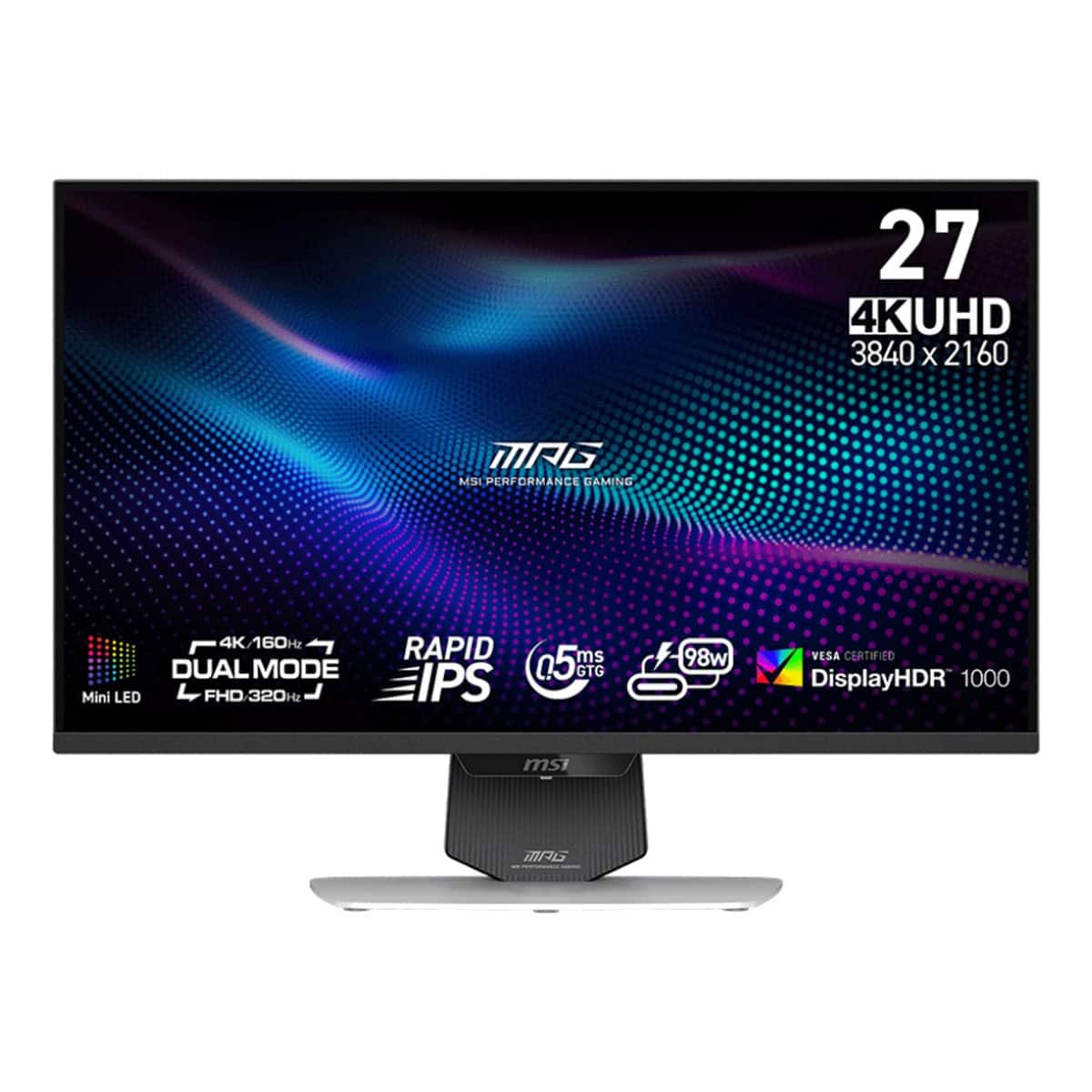 MSI 27″ MPG 274URDFW E16M UHD Flat Rapid IPS Mini LED UHD 160Hz FHD 320Hz 0.5ms Adaptive-Sync Pivot Beyaz Gaming Monitör
