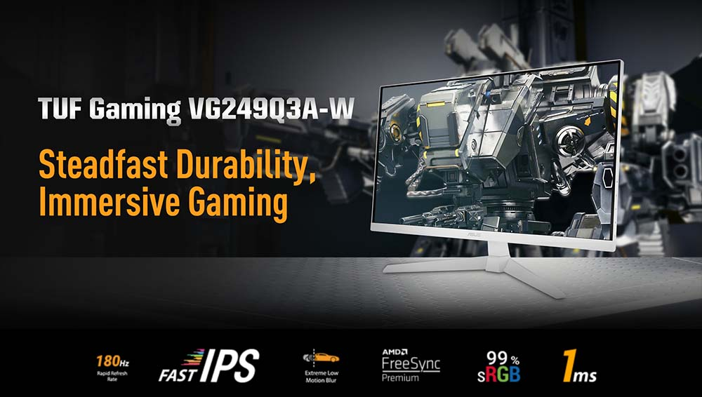 ASUS TUF Gaming  VG249Q3A-W 23.8″ 1ms 180Hz FreeSync IPS Full HD Beyaz Gaming (Oyuncu) Monitör