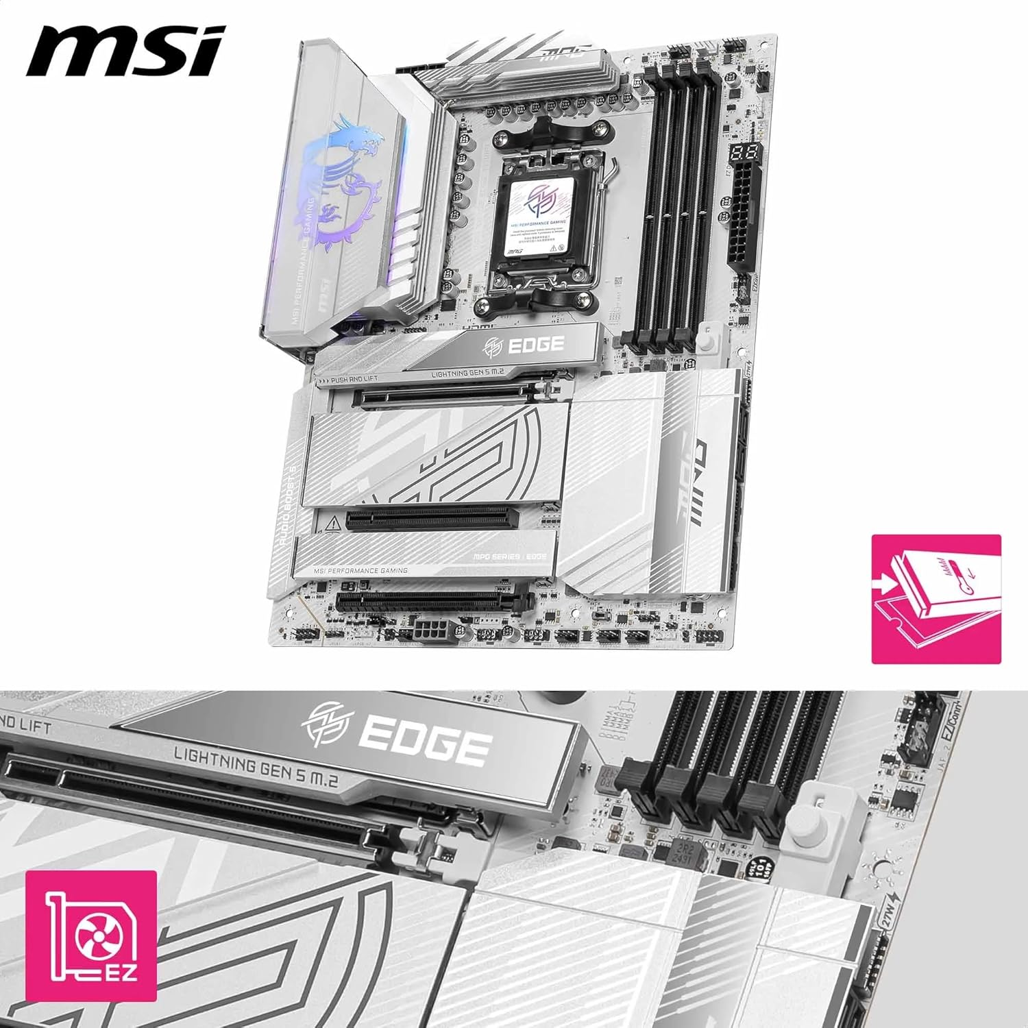 MSI MAG X870E EDGE TI Soket AM5 DDR5 8400(OC)MHz ATX Gaming Anakart