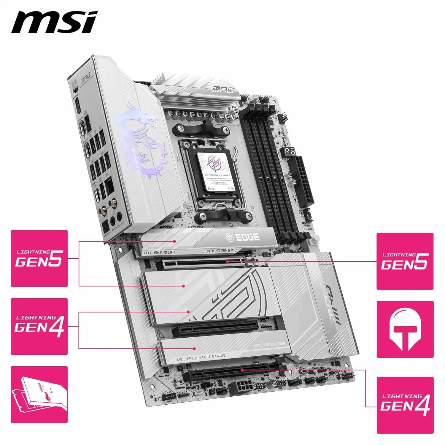 MSI MAG X870E EDGE TI Soket AM5 DDR5 8400(OC)MHz ATX Gaming Anakart