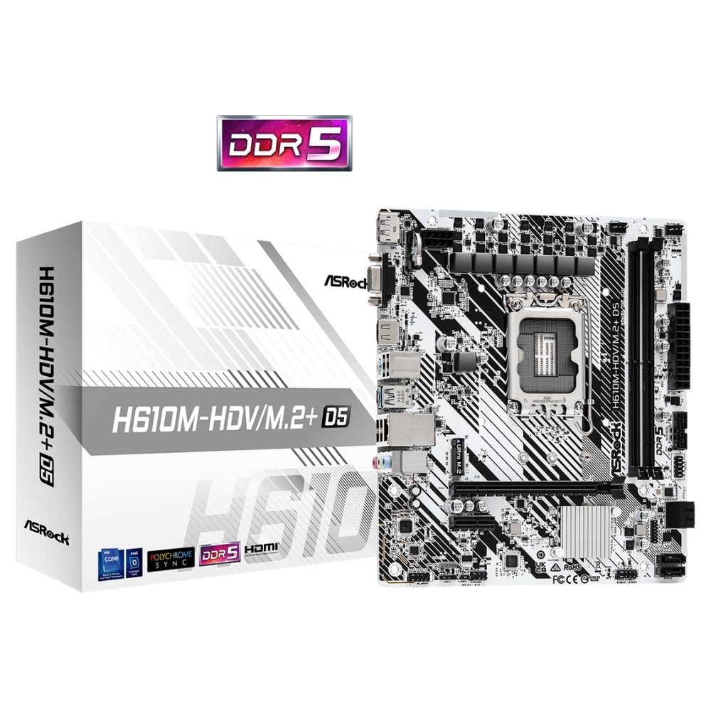 Asrock H610M-HDV/M.2+D5 M.2 HDMI VGA DP Micro ATX 1700p Gaming Anakart