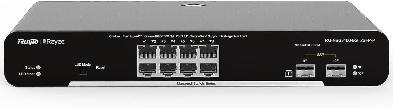Ruijie Reyee RG-NBS3100-8GT2SFP-P 10 Port Gigabit Yönetilebilir PoE Switch