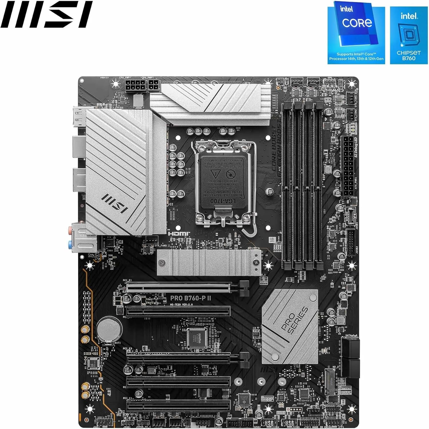 MSI PRO B760-P II DDR5 Intel B760 Soket 1700 DDR5 7000+(OC) ATX Gaming Anakart