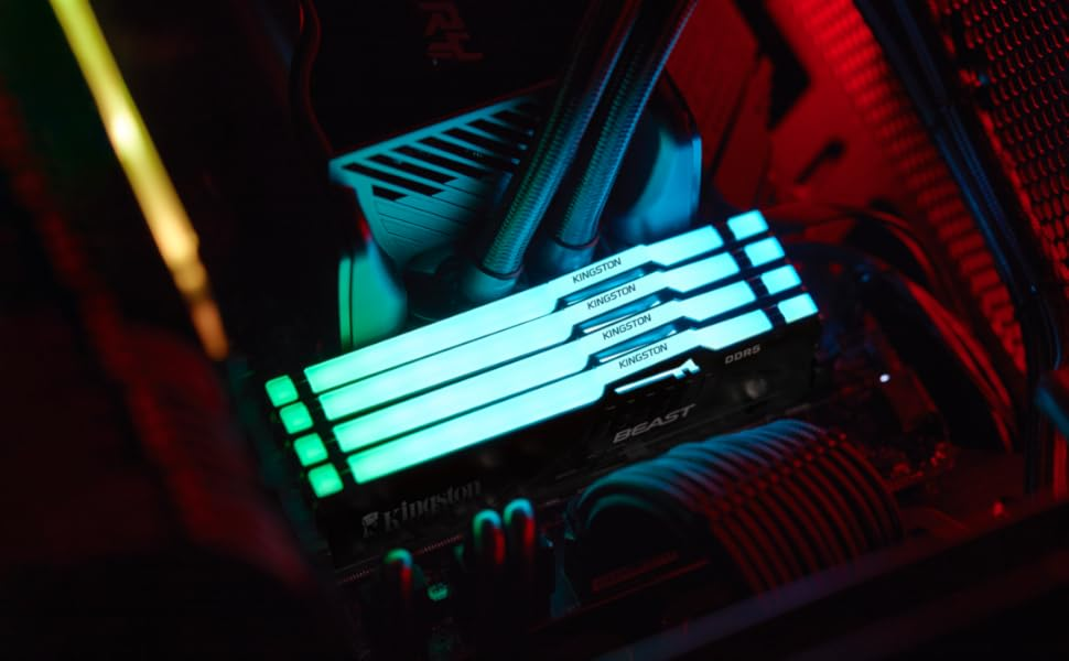 Kingston Beast KF560C36BBEA-8TR RGB 8GB (1x8) DDR5 6000Mhz CL36 Siyah Gaming RAM (Bellek)