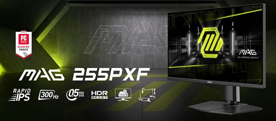 MSI 24.5″ MAG 255PXF 300HZ 0.5MS (GTG) FHD FLAT RAPID IPS PIVOT GAMING MONITOR