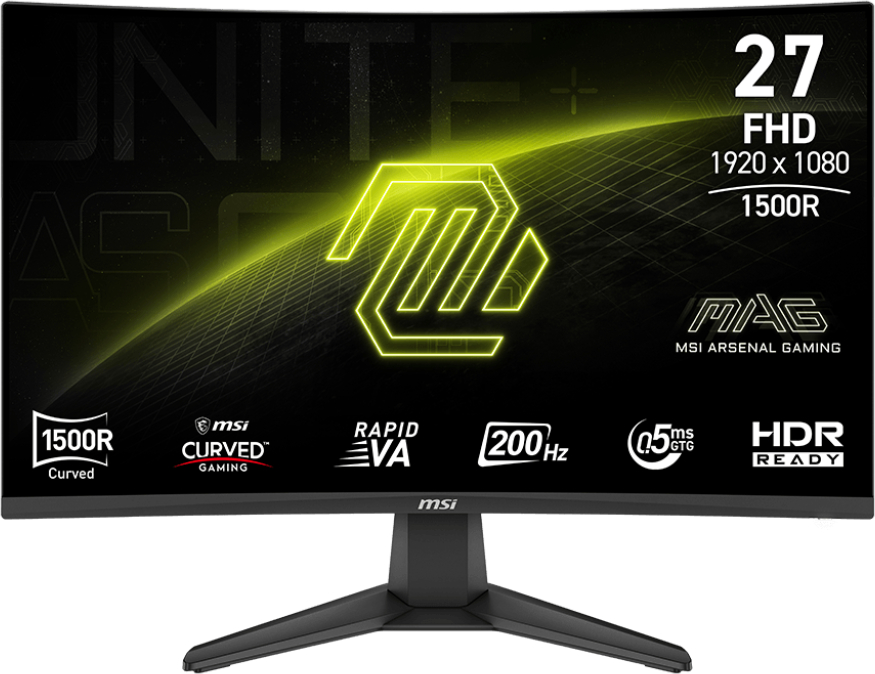 MSI 27″ MAG 276CF E20 1920x1080 (FHD) 16:9 Curve 1500R Rapid VA 200Hz 0.5ms FreeSync Gaming Monitör
