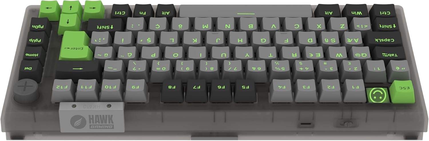 Hawk Gaming HK610 Gateron Switch RGB LCD Tri-Mode Kablosuz/Bluetooth %75 Gaming Klavye