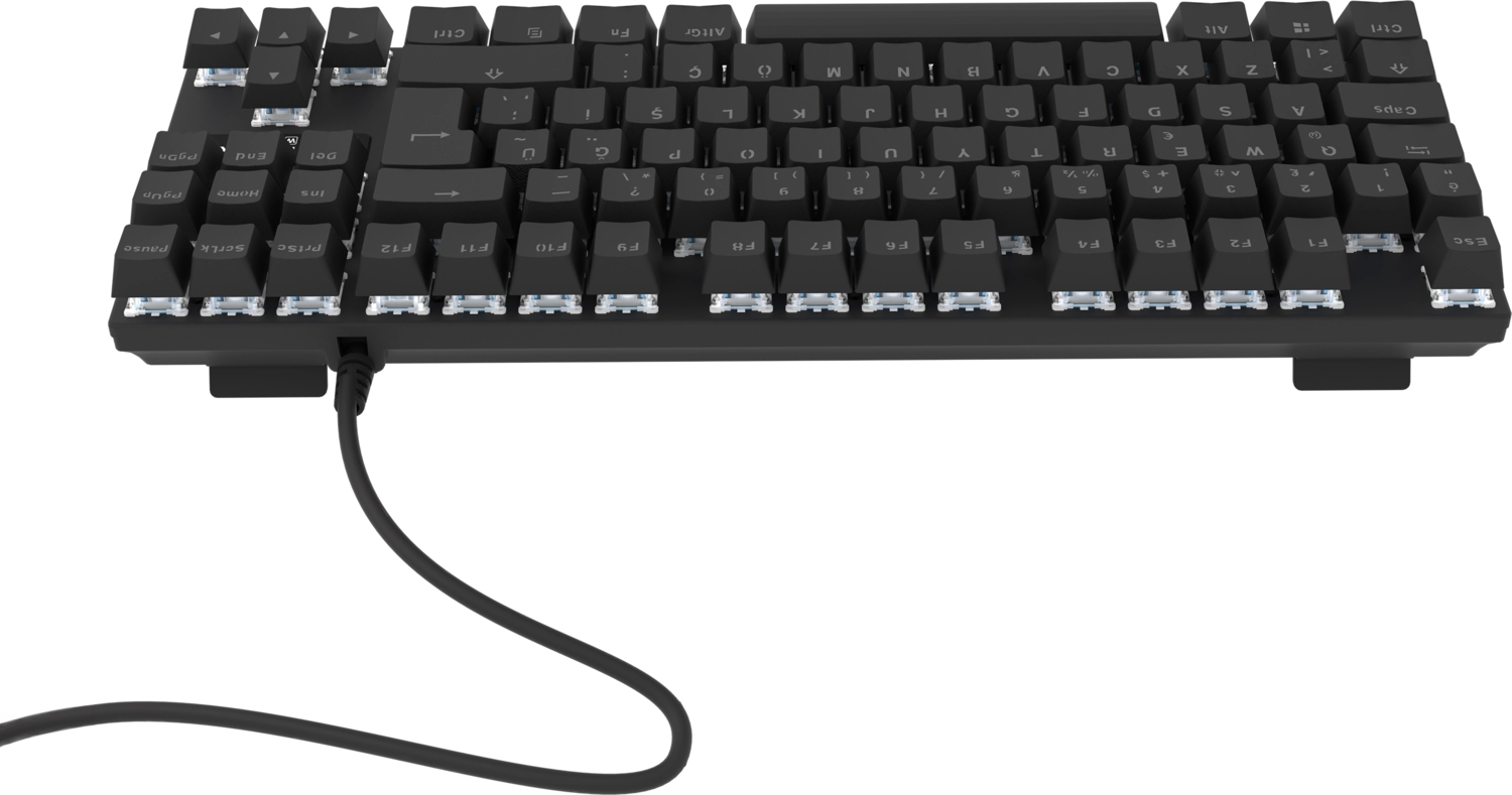 Hawk Gaming HK410M Mekanik Mavi Switch 19 Mod RGB Kablolu Siyah TKL Türkçe Gaming Klavye