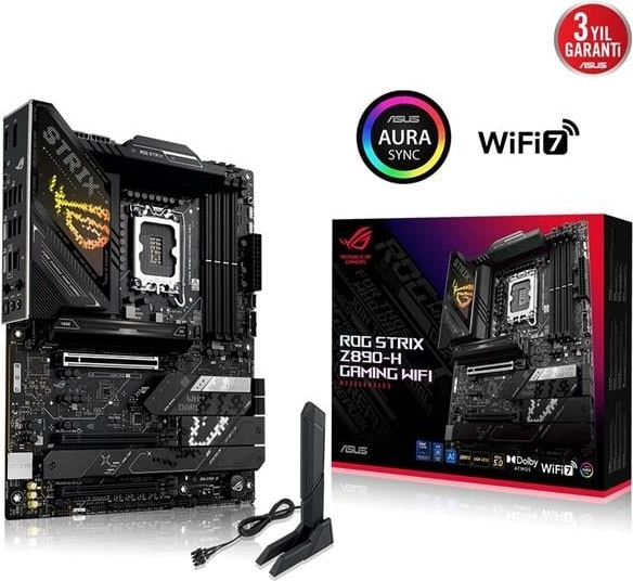ASUS ROG STRIX Z890-H GAMING WIFI Intel LGA1851 Z890 Soket DDR5 9066+MHz(OC) ATX Gaming Anakart