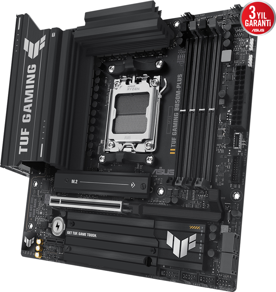 ASUS TUF GAMING B850M-PLUS AMD B850 AM5 SOKET DDR5 8000+(OC)MHz mATX Gaming (Oyuncu) Anakart
