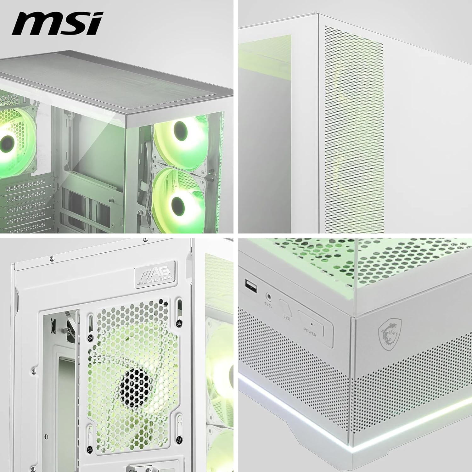 MSI MPG PANO 110R PZ White 4x ARGB Fan USB 3.2 ATX Tower Gaming Kasa
