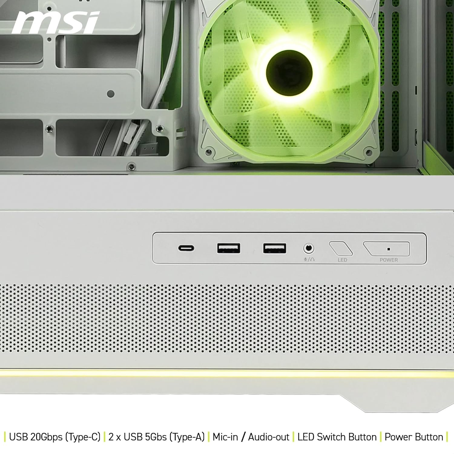 MSI MPG PANO 110R PZ White 4x ARGB Fan USB 3.2 ATX Tower Gaming Kasa