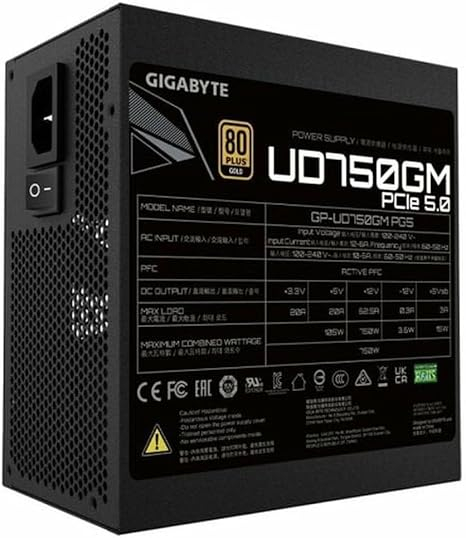 Gigabyte GP-UD750GM PG5 750W 80+ Gold PCIe 5.0 - ATX 3.0 Full Modüler Siyah Power Supply