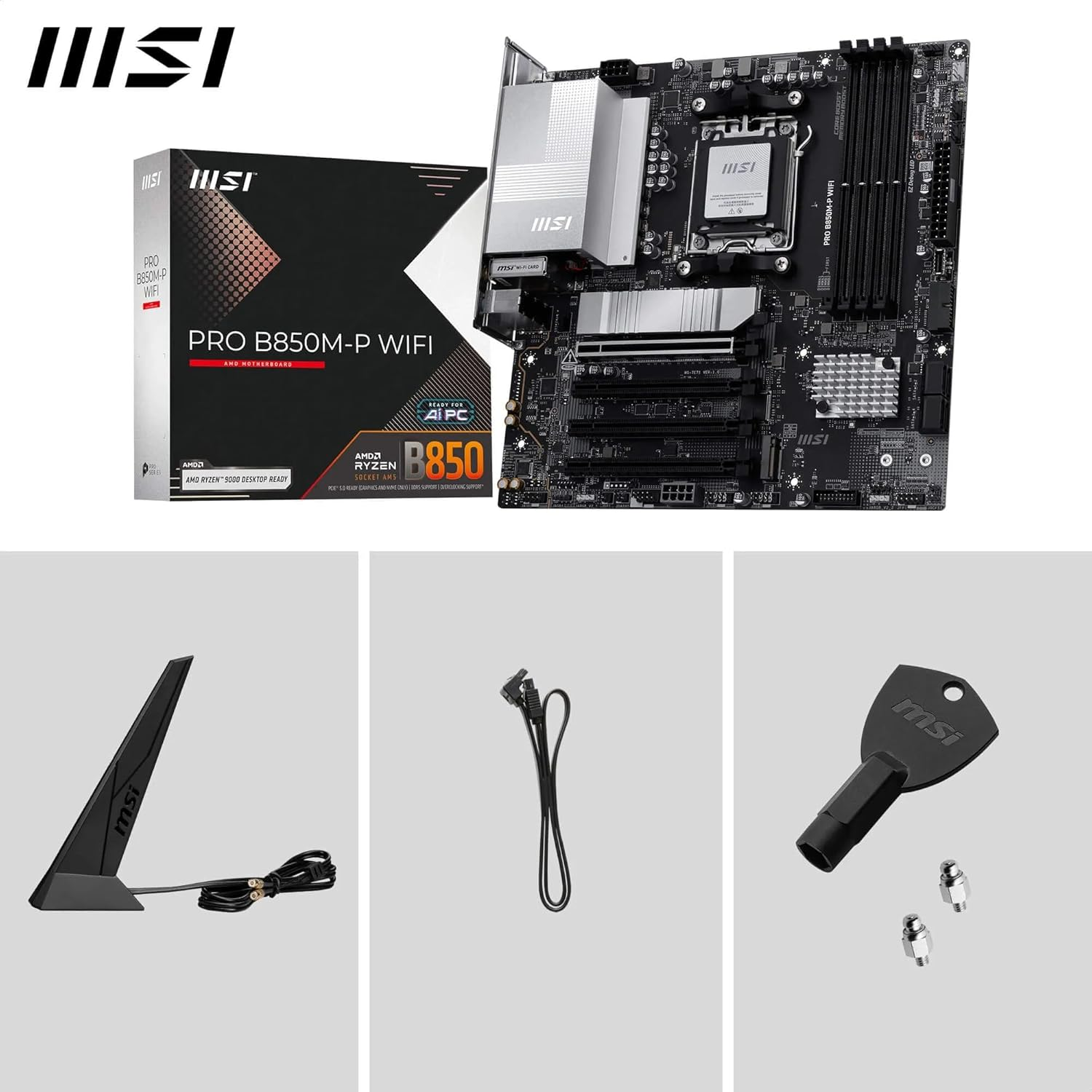 MSI PRO B850M-P WIFI7 DDR5 AMD B850 AM5 Soket DDR5 8200+(OC)MHz mATX Anakart