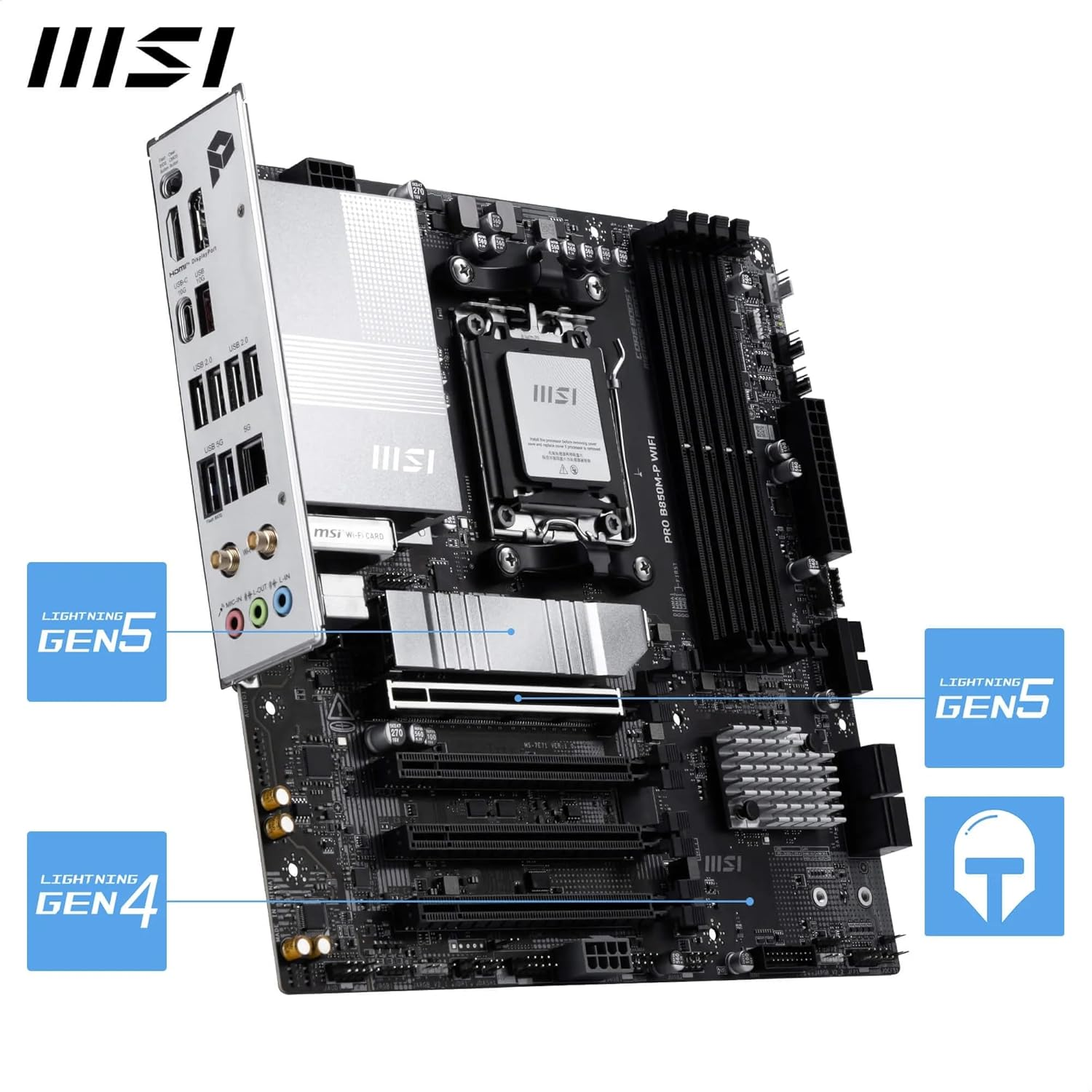 MSI PRO B850M-P WIFI7 DDR5 AMD B850 AM5 Soket DDR5 8200+(OC)MHz mATX Anakart