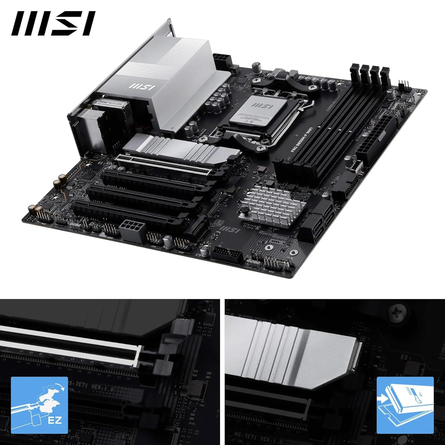 MSI PRO B850M-P WIFI7 DDR5 AMD B850 AM5 Soket DDR5 8200+(OC)MHz mATX Anakart
