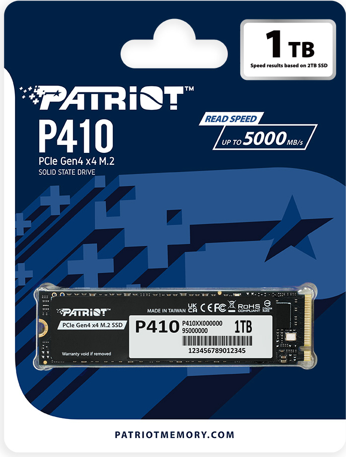 Patriot P410 PCIe Gen4 x4 (NVMe 1.4) M.2 2280 SSD R/5000 W/4500 [1TB]